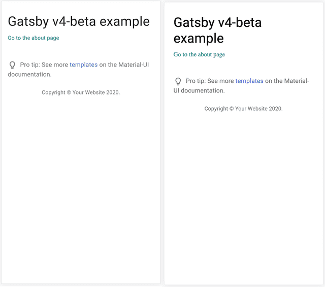 MUI Gatsby example comparison